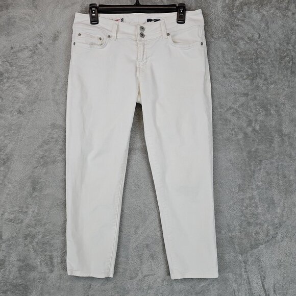 Red Engine Viper Skinny Crop Jeans Womens Size 29 White Stretch Y2K Made In USA - Picture 1 of 13
